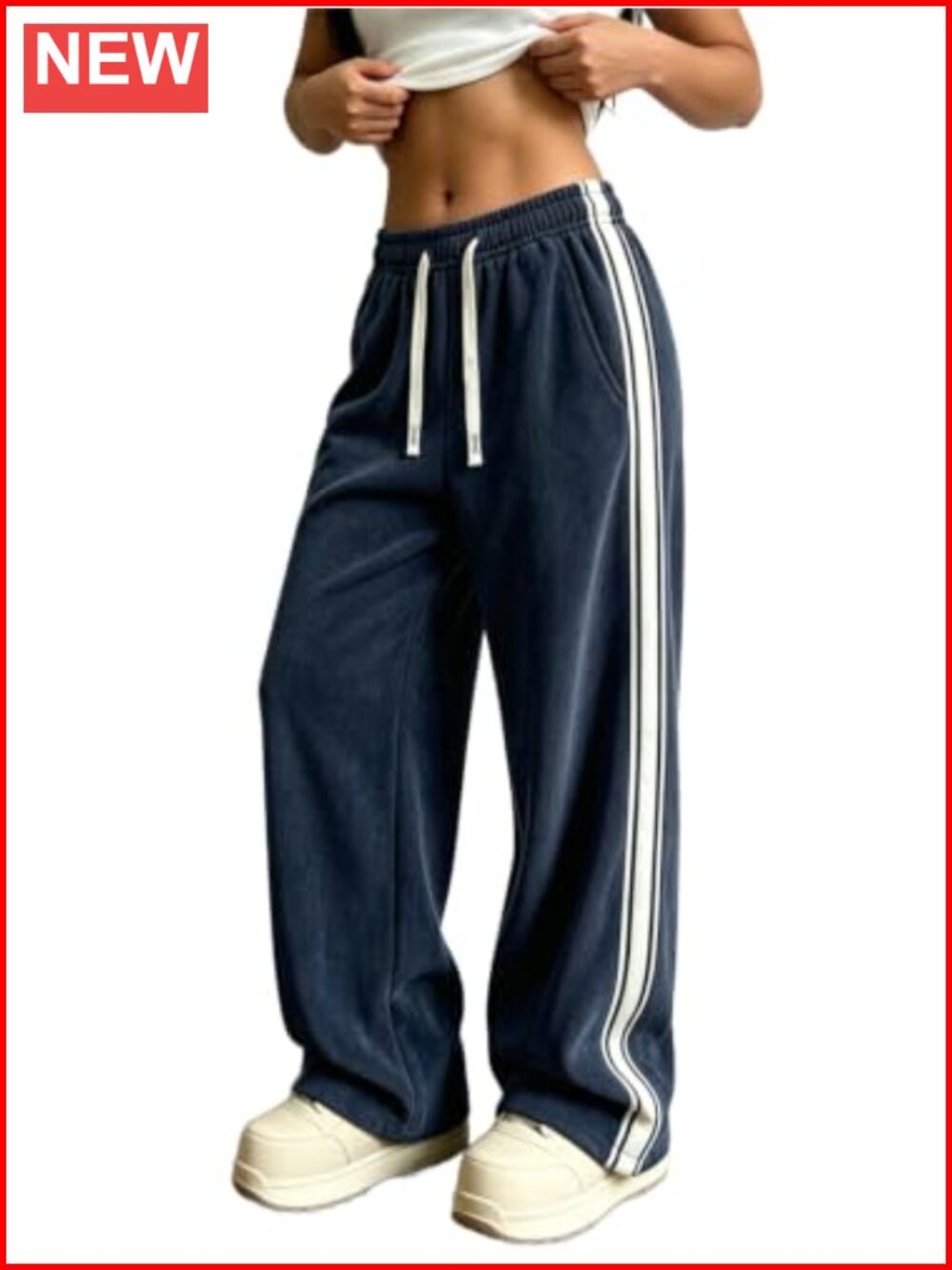 Women's Corduroy Wide Leg Pants Loose Fit Baggy Drawstring Sweatpants